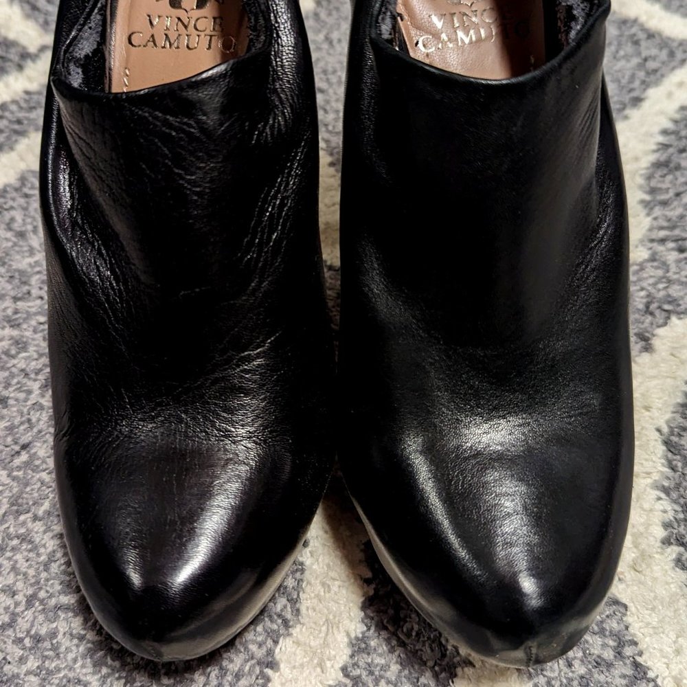 6 Vince Camuto Black Leather Platform Bootie